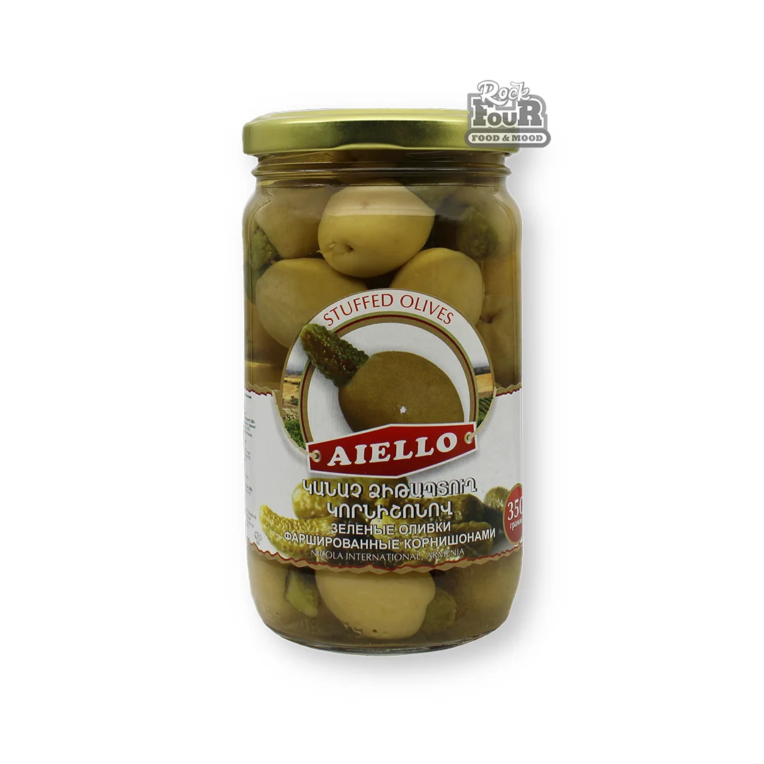 Green olives "AIELLO" stuffed with gherkins 350g
